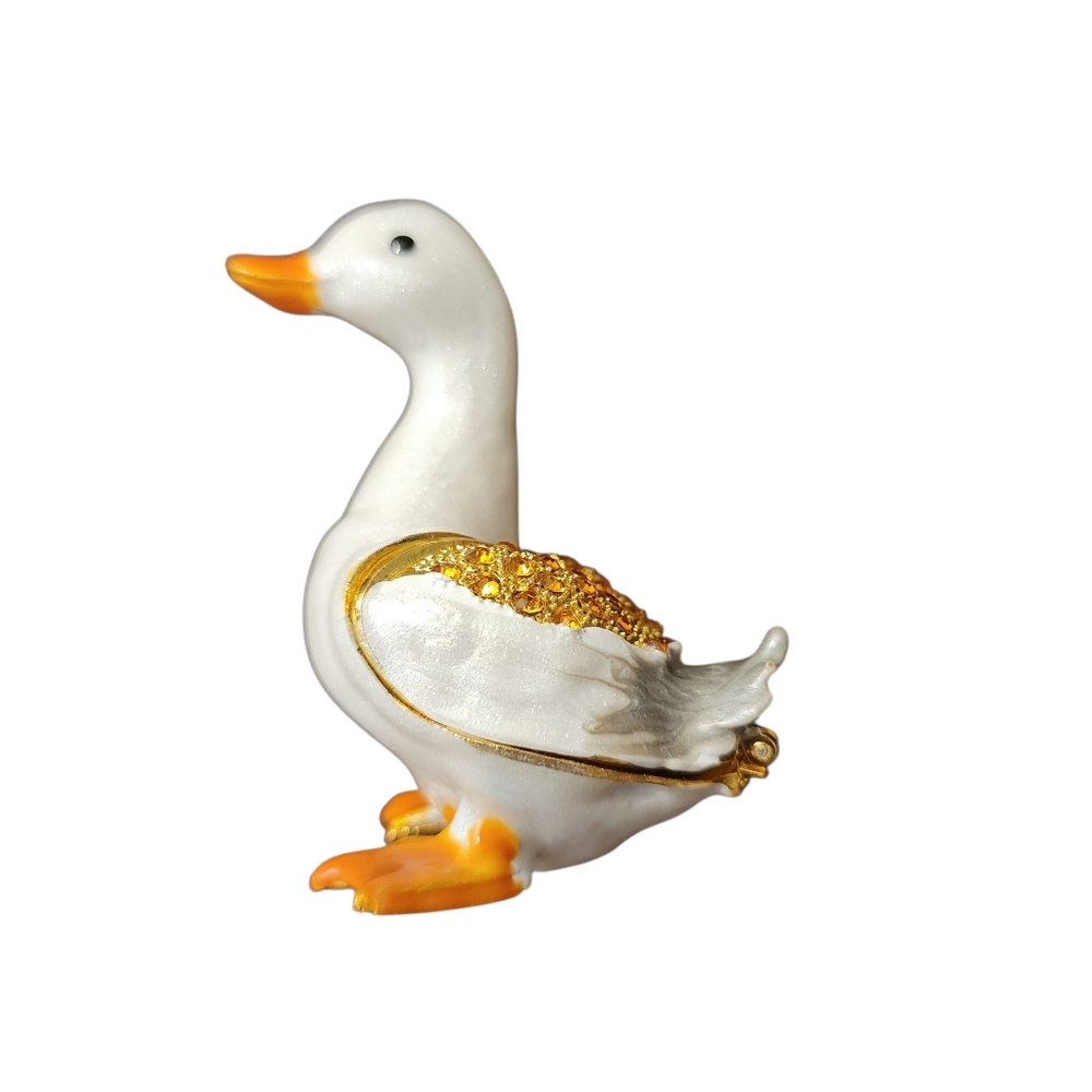 Goose Duck Trinket Jewelry Proposal Ring Box Rhinestone Enamel